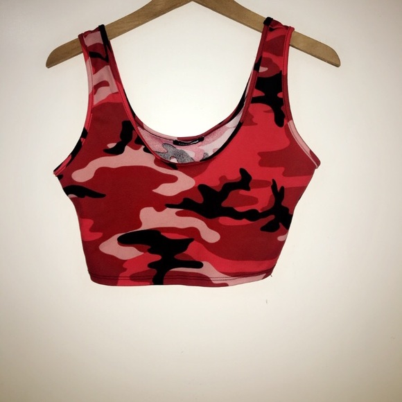 red camo crop top